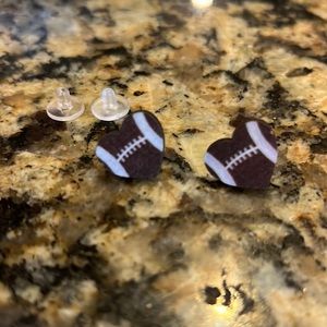 Football heart earrings